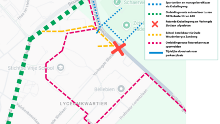 De omleidingen worden aangegeven met borden. Ook de hulpdiensten zijn geïnformeerd over de tijdelijke verkeerssituatie.  Op drukke momenten bij de sportverenigingen vragen wij verenigingen om bezoekers actief te wijzen op de afsluiting en de bereikbaarheid. Een oproep om zoveel mogelijk met de fiets te komen helpt om parkeerdruk te beperken en zorgt voor een veilige situatie.