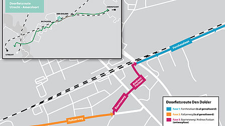 Overzichtskaart traject doorfietsroute in Den Doler per december 2022