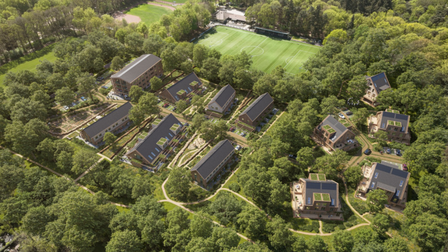 Luchtfoto van nieuwe woonwijk Huis ter Heide West