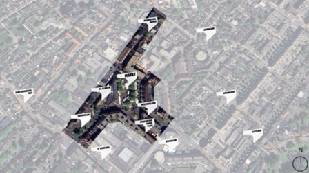 Luchtfoto van het gebied waar de gebiedsvisie Markt en omgeving over gaat
