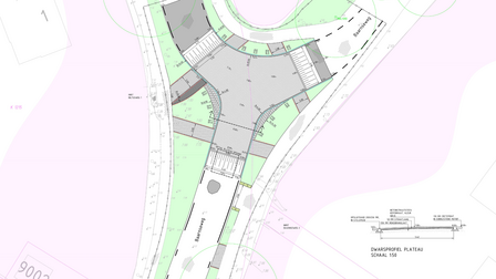 Technische tekening van de wijzigingen voor kruispunt Biltseweg-Baarnseweg