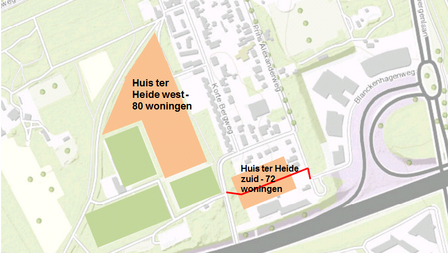 Schets woningbouwlocaties Huis ter Heide, meer informatie onder de afbeelding