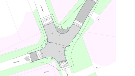 Technische tekening van de wijzigingen voor kruispunt Taveernelaan-Vossenlaan